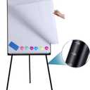 Dry Erase Easel 36" x 24", Height Adjustable Magnetic White Board with Tripod Stand, Office Presentation Board with 25 Sheets Flipchart Paper Pad, Magnets & Eraser, Black