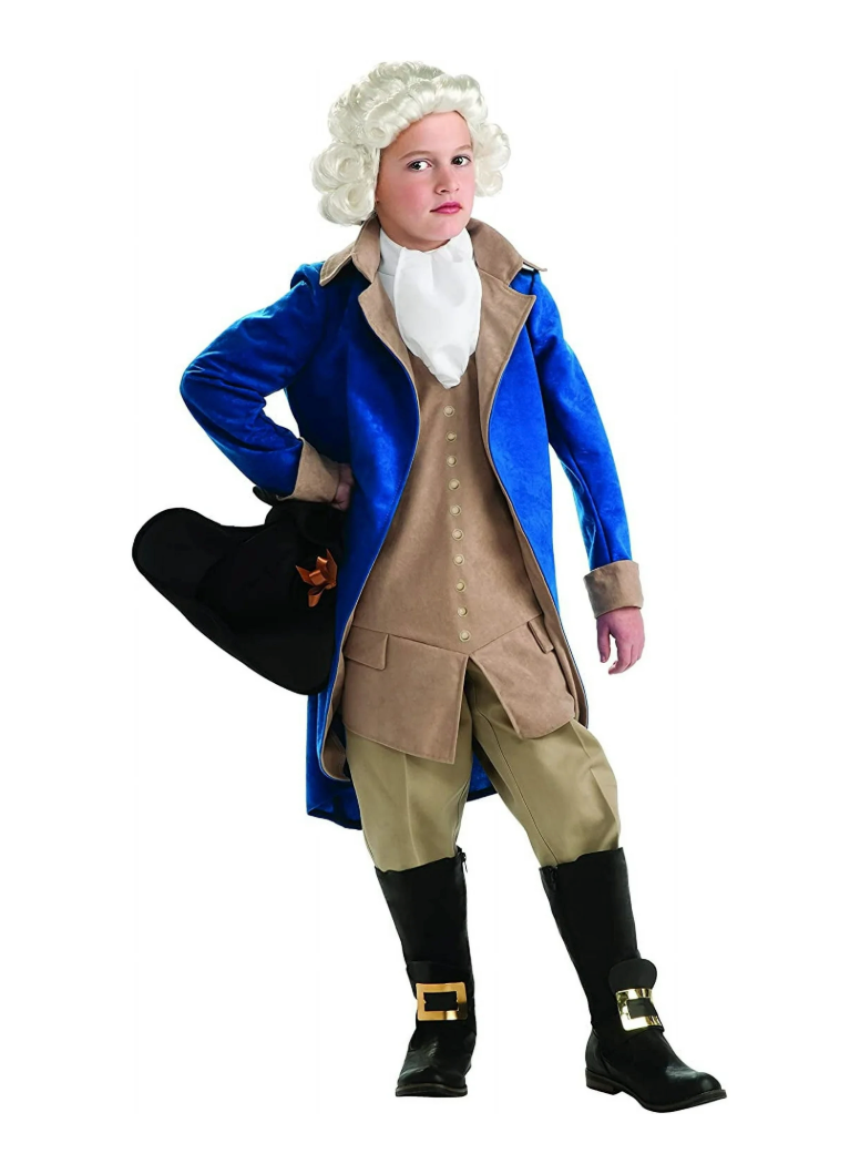 Washington Costume Boys Hamilton American Colonial Uniform with Wig L