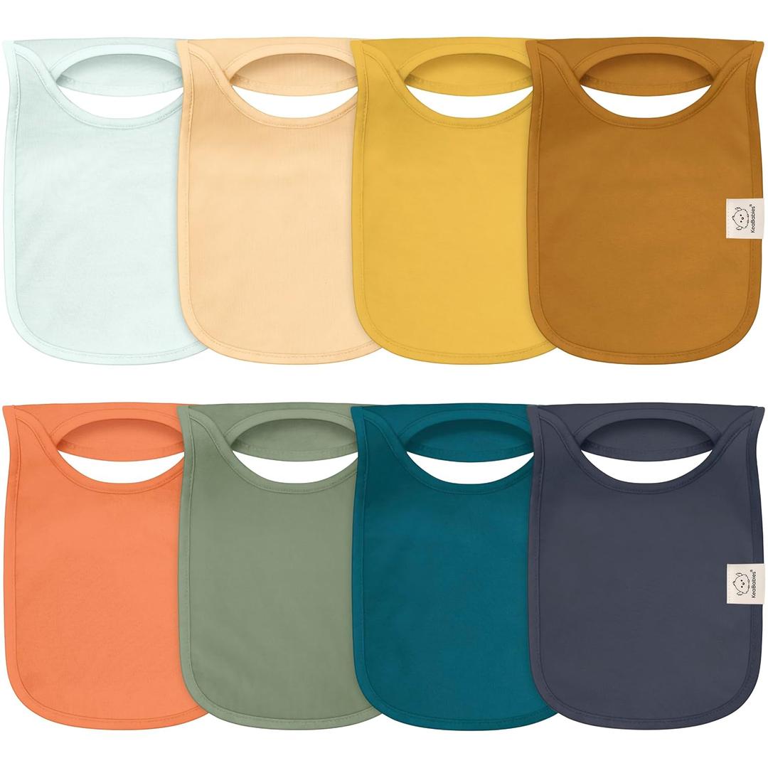 KeaBabies 8-Pack Bibs for Baby Girl, Boy - Pullover Large Baby Bibs for Drooling and Teething Infant, Newborn, Soft & Absorbent Organic Cotton, Long Torso Coverage Keep Toddler Clean & Dry (Eclipse)