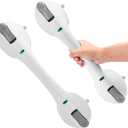 Indicator Grab Bars for Bathtubs and Showers, No-Tool Installation Removable Suction Cup Handrails  Ideal Bathroom Safety for Seniors, Pregnant Women, and Disabled, White and Gray (2-Pack)