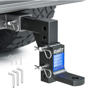 Orion Motor Tech Adjustable Trailer Hitch Ball Mount, 8-Position Tow Hitch for 2" Receiver with 1" Ball Hole 9-1/2" Drop 8-1/4" Rise 5000 lb Capacity, Heavy-Duty Ball Hitch for Truck Boat RV Cargo