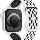 Sport Silicone Bands Compatible with Apple Watch Band  41mm 40mm 38mm, Breathable Soft Strap Replacement Wristband for iWatch Ultra 2 Series 10 9 8 7 SE 6 5 4 3 2 1 Men Women, Set of 2