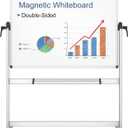 VIZ-PRO Double-Sided Magnetic Mobile Whiteboard, 48 x 36 Inches, Aluminium Frame and Stand