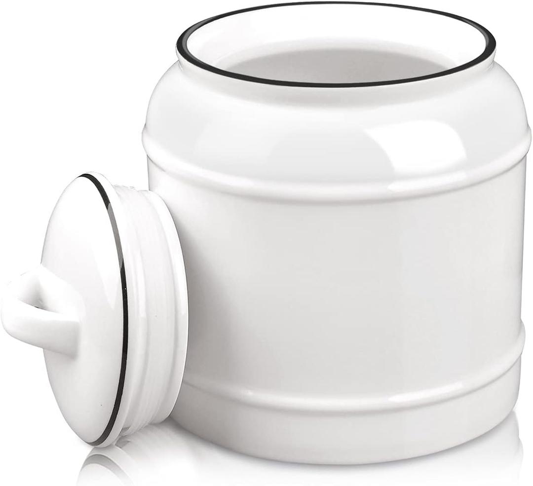 10cup/85oz Large Ceramics Jar with Lid,Big Dry Food Storage Canister Container Porcelain Kitchen Countertop Pantry Farmhouse Round Heavy Store Candy Bean Flour Snacks Cookie Cereal (White)