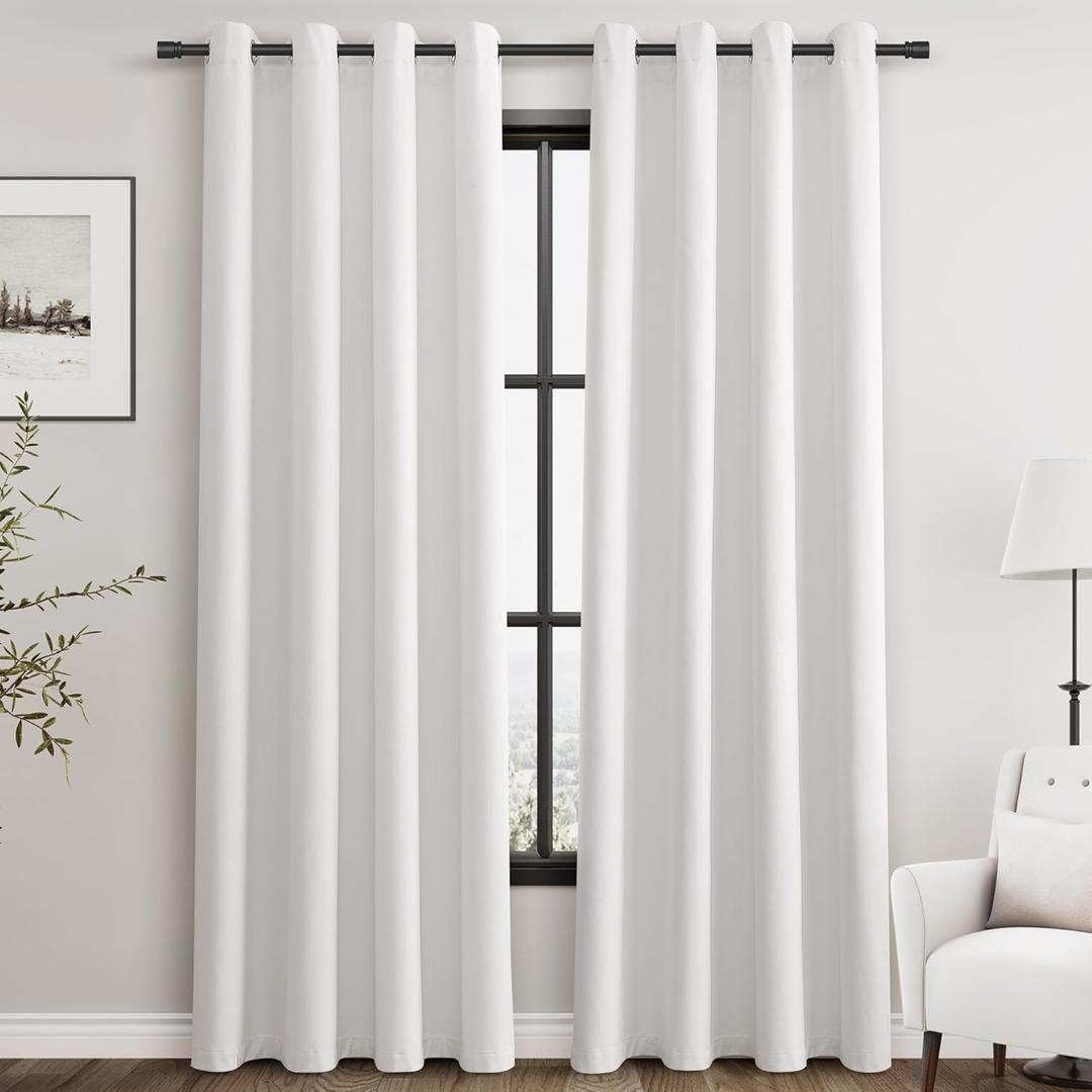 Ivory Linen Blackout Curtains 84 inches Long for Bedroom Grommet Modern Farmhouse Light Black Out Curtains Primitive Textured Neutral Earthy Energy Saving Heat Blocking Window Curtain Eyelet 2 Panels (52"W x 84"L (Pack of 2))