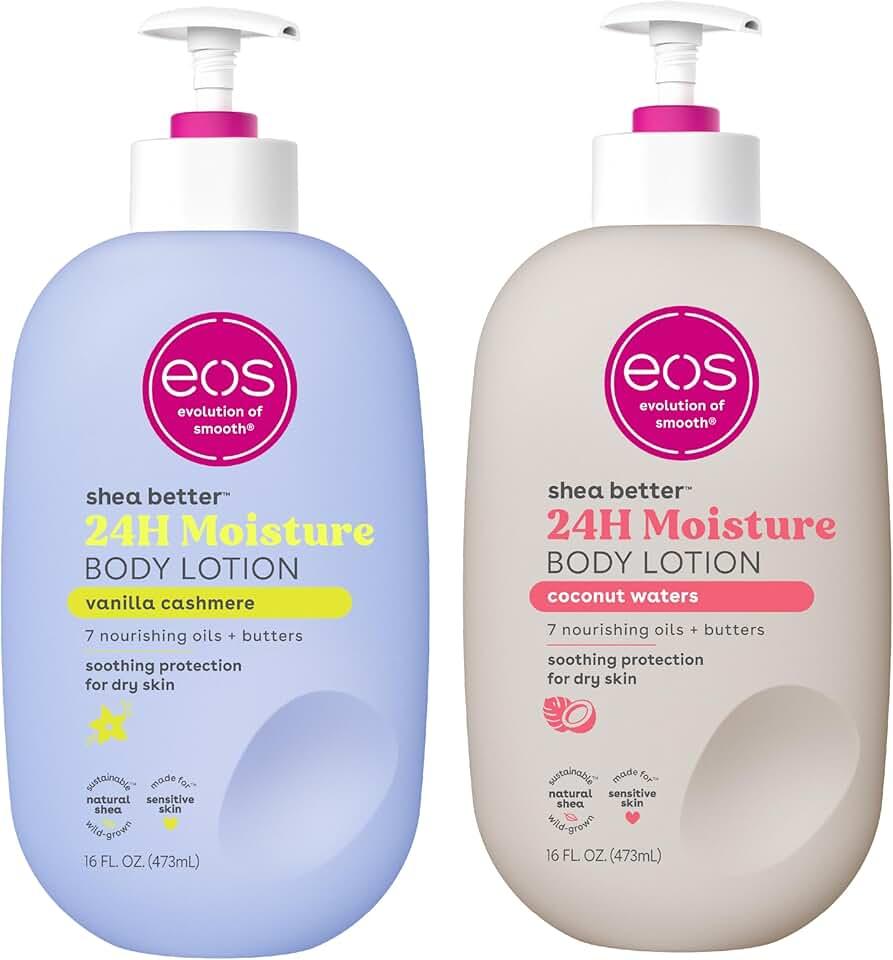 eos Shea Better Body Lotion Set- Vanilla Cashmere & Strawberry Dream, 16 fl oz, 2-Pack
