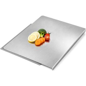 100% Pure Titanium Cutting Board with Counter Lip Set,Large Titanium Cutting Boards For Kitchen with Anti-slip Mat, Tabla De Cortar Picar De Titanio Para Cocina Dishwasher Safe, 15.7"L x 23.6"W