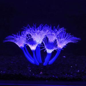 Artificial Flowers Soft Silica Gel Moves Naturally with Water Flow, Aquarium Decorations Glow in The Dark, Glowing Coral Ornaments for Fish Tank Decorations (Blue, Sunflower)