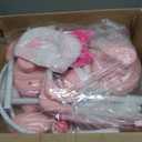 Portable Baby Swing, Pink Electric Infant Swing with 5 Speed Levels, 6 Songs & Timer Battery-Powered Only (No Batteries Included) Pink and White