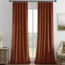 Timeper Burnt Orange Pleat Back Tab Velvet Curtains W42" x L84" inches 2 Panels, Room Darkening Solid Home Decor Curtains for Bedroom Living Dining Room Thermal Insulated Luxury Super Soft Window Drapes
