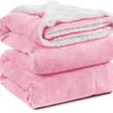 KAWAHOME Sherpa Fleece King Size Blanket for Bed - Extra Warm and Heavy Thick Blankets for Winter, Super Soft 500GSM Plush Blanket, 108" X 90" Pink