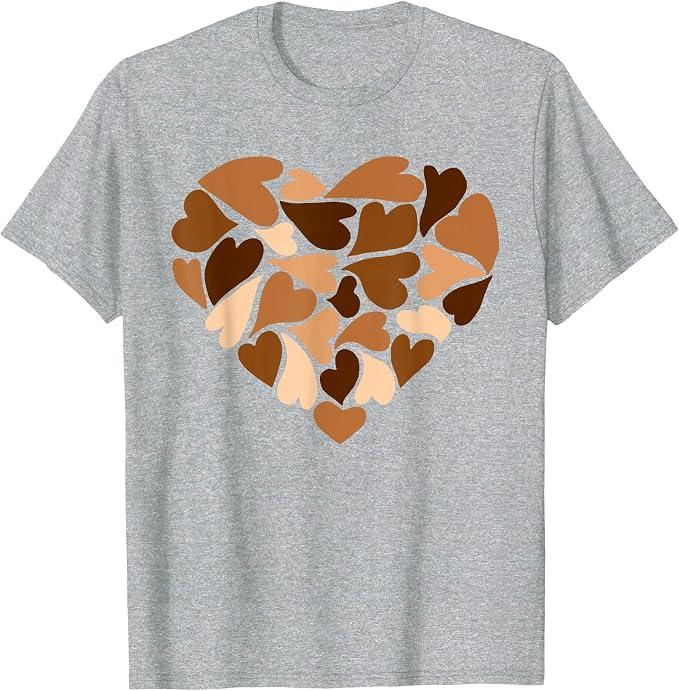 Diversity Hearts Love Black History Month Melanin Valentines T-Shirt, Men, Heather Grey, Small