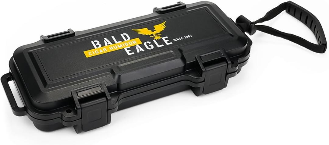 Bald Eagle Travel Humidor Cigar Box, Portable Small Cigar Case with Humidifier, Airtight, Crushproof, Waterproof, Hold up to 3-4 Cigars
