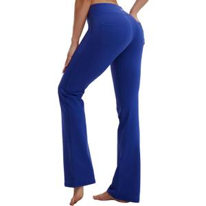 BUBBLELIME 29"/31"/33"/35" 3 Styles Women's Bootcut Yoga Pants Basic/Back Pockets High Waist Workout Tummy Control Flare (Large)