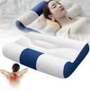 Cervical Neck Pillow, 2025 Upgraded Cervical Neck Pillow, Sleep Enhancing Cervicals Support Comfort Goose Down Pillow, 60 * 40cm Ergonomic Sleep Enhancing Cervicals Support Pillow (Blue)