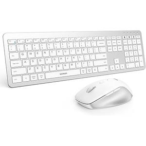 seenda Bluetooth Keyboard and Mouse, COE300 Wireless Keyboard Mouse Combo, 3 Multi-Device Connection Full Size Ultra-Slim Keyboard with Number Pad for Windows/Mac,White & Silver