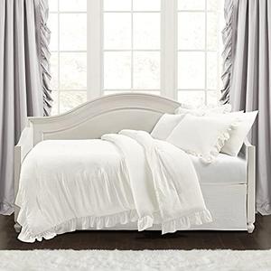 Lush Decor Reyna Soft Knitted Ruffle Blanket/Coverlet, Daybed, White