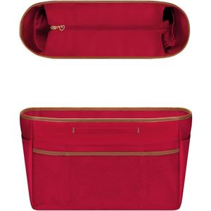 GIVLEFLY Small Purse & Handbag Organizer Insert with Zipper, Multiple Pockets and Handle, Lightweight Bag DividerRed