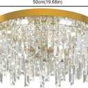 VETRULUS Gold Crystal Chandeliers for Dining Room 19.68" Round Luxury Flush Mount Crystal Ceiling Light Fixture Modern Chandelier for Bedroom Living Room Kitchen Island