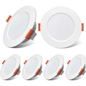 12 Volt 3 Inch Ultra Thin LED Recessed Ceiling Lights for RV Interior 3W 6000K 12V LED Downlights Dimmable RV Puck Lights for Camper Van Boat Under Cabinet Lighting, 6Pack