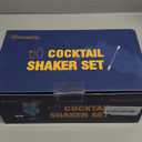 Gold Cocktail Shaker Set - Glass Cocktail Shaker with Strainer - Martini Shaker Set - Matching Cocktail Jigger & Bar Spoon with Muddler Bartender Kit for Home Bar