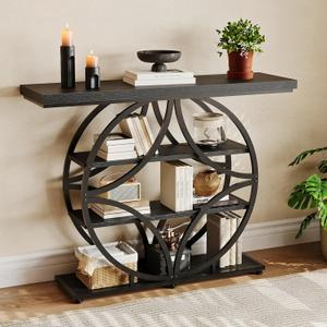 Garvee 41.3" Entryway Table, Small Modern Console Table with Circle Base, 41.3 x 11.8 x 31.1 inches