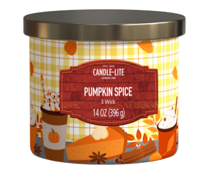 Candle-Lite Pumpkin Spice 3 Wick Candle - 14 Ounces