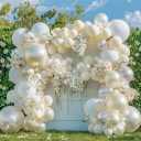 Pearl Balloon Garland Double Stuffed Pearl White Cream Ivory Sand White Pastel Balloons Arch Kit for Wedding Bridal Baby Shower Neutral Anniversary Birthday Party Decorations