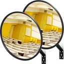 Maitys 2 Pcs Convex Mirror Acrylic Safety Security Traffic Corner Mirrors Adjustable Wide Angle View with Fixing Bracket for Indoor Outdoor Garage School Classroom Warehouse (18 Inch)