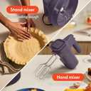 bella 3.5 Qt Hand & Stand Mixer, 2 in 1 Electric Mixer with Bowl, Dough Hook, Whisk & Egg Beater, Multifunctional Handheld Mixer for Baking, 200 Watt, Plum