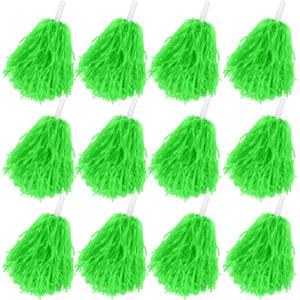 12Pack Plastic Pom Poms Cheerleading Pom Poms Sports Dance Cheer Plastic Pom Pom for Rooters,Cheering Squard,Cheering Team (Green)