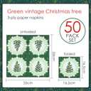 Christmas Paper Napkins Set 80 Pieces Green Christmas Tree 13in Paper Disposable Party Napkins, Vintage Dinner Napkins for Christmas Party, New Year Party 2025 Party Table Decorations