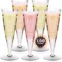 Lazyshine 100 Pack Plastic Champagne Flutes Disposable Wine Glasses, 4.5 Oz Clear Mimosa Glasses Bulk Cocktail Toasting Cups for Women's Day Party Supplies Wedding, Copas De Plastico Para Brindis