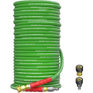 Pressure Washer Hose 200FT 3/8" for Cold and Hot Water 212F, with Swivel Quick Connect, 4500PSI Kink Resistant Grade Steel Wire Braided, Power Washer Hose With 2pcs M22-14mm Adapter (Green) Pressure Washer Hose 200FT 3/8" for Cold and Hot Water 212F, with Swivel Quick Connect, 4500PSI Kink Resistant Grade Steel Wire Braided, Power Washer Hose With 2pcs M22-14mm Adapter (Green)
