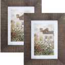 5x7 Wood Picture Frame Rustic Photo Frame Real Glass for Wall and Tabletop Brown 2 Pack
