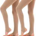 Stelle Girls Women Stirrup Tights Ultra Soft Dance Tights for Ballet, Gymnastics, School (Little Kid/Big Kid/Women) (Beige, XL)