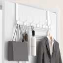 KitchLife Over The Door Hooks Hanger with 7 inches Extended Arms, Fits 1-3/4" Doors, F18U, Bathroom Towel Rack Organization, Thickened 6-Double Hook, Glossy White