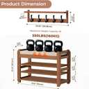 27.6" Bamboo Shoe Bench with Cushion, 5 Hooks Coat Rack, 3-Tier Adjustable Storage Bench for Entryway, Heavy Duty Shoe Rack Organizer with Removable Soft Cushion for Living Room Bedroom Hallway