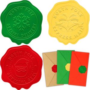 2 x Fancy Land 540 Pcs Christmas Wax Seal Stickers Embossed Foil North Pole Official Seals for Envelopes Holiday Gifts Packages Party Favors