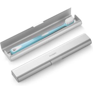 Aluminum Toothbrush Travel Case, Portable Toothbrush Holder, Durable Manual Toothbrush Box Container for Traveling, Bathroom, Camping, Business Trip (1 Pack, Silver)