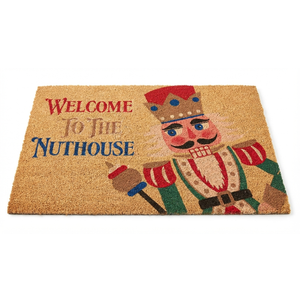Lanpn Christmas Welcome Natural Coir Door Mat, Nutcracker Large Coco Front Door Outdoor Doormat Outside Entrance Porch Non Slip Rubber Rug Winter Xmas Farmhouse Decor (Pink, 36x24 inch)