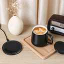 APEKX Warm Cup Coffee Mug Warmer Set - Smart Stable Constant Temperature 131F, 15W Wireless Charging, 12.8 oz Capacity - Supports USB-C Interface, Automatic Power On/Off Function (4 H) (Black)