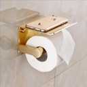 Toilet Paper Holder Toilet Paper Hanger with Mobile Phone Storage Shelf -Wall Mount (4# Golden)