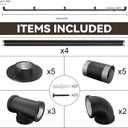 Bar Foot Rail Kit  8ft, Matte Black Bar Foot Rest Brackets with Internal Connector and End Caps, Galvanized Steel Complete Undercounter Combination Mount