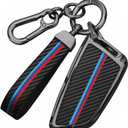 Car Key Fob Cover with Fashion Keychain, Heavy Metal Key Shell Case Fit for BMW 2 5 6 7 Series X1 X2 X5 X6 GT Series, Blade Shape Car Key Case Accessories for Men (1 PCS)