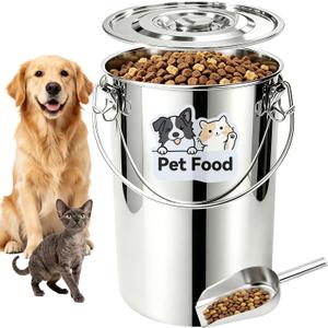 Newget 16 lb Stainless Steel Dog Food Storage Container with Scoop