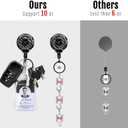 MNGARISTA Upgraded Heavy Duty Retractable Keychain with Belt Clip, 10 OZ Retraction, 31.5" Stainless Steel Cord Key Chain, 3K Carbon Fiber ID Badge Reel Holder with Badge Strap and Key Ring, 2 Pack