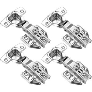 JQK Cabinet Hinges, 100 Degree Soft Closing Full Overlay Door Hinge for Frameless Cabinets, Stainless Steel Nickel Plated Finish, 4 Pack, CH100-P4