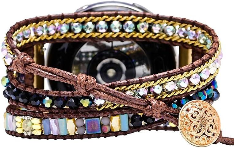 Boho Stone Watch Strap Compatible with Samsung Galaxy Watch 3 45mm, Women Men 22mm Wristband Handmade Natural Stone Colorful Jasper Strap for Galaxy Watch 46mm /Gear S Smart Watch