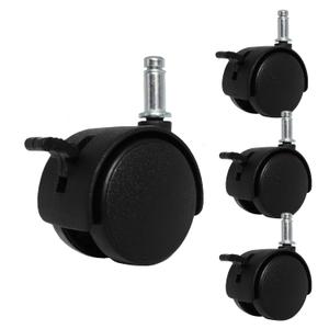 Letrushare 4 Pcs 1.5 Inch Swivel Caster Wheels Circlip Stem M8x20mm Lockable Brake 360 Degree Rotatable Rollers Small Black Nylon Castor Replacement for Furniture Table Desk Chair Stool Shelf Cabinet
